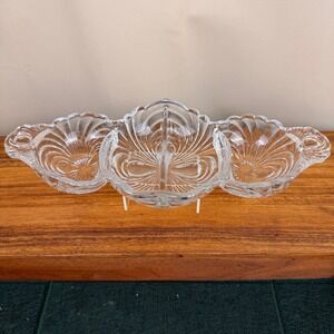 Cambridge Glass Caprice Clear 4 Part Divided Shell Relish Dish Serving Tray 13"
